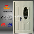 Steel security exterior door with oval glass